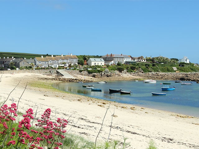 Beach in St. Mary's, Isles of Scilly, Cornwall UK.