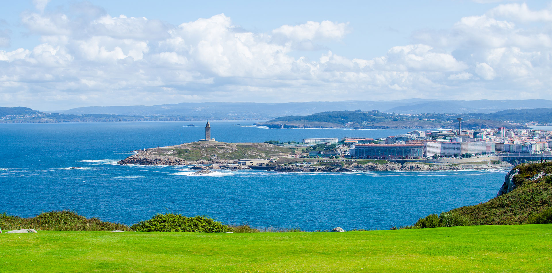 View of the lighthouse in La Coruna, Spain