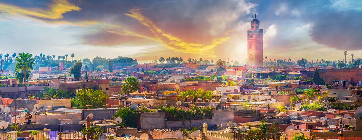 Panoramic views of marrakech medina, Morocco