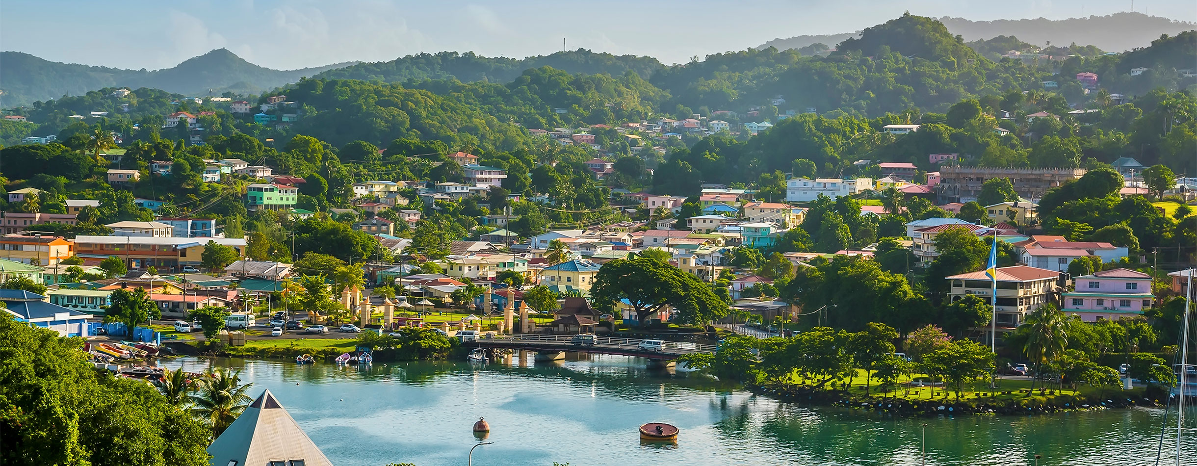 A view over Castries, St Lucia in the morning