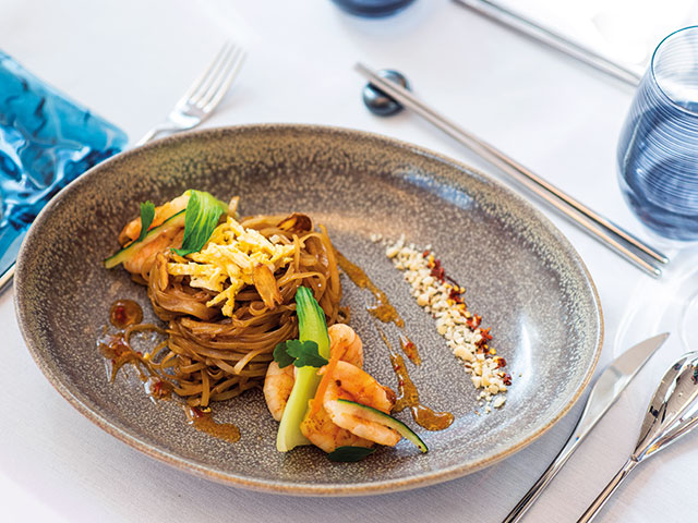 Tiger Prawn Pad Thai dish, Colours & Tastes 