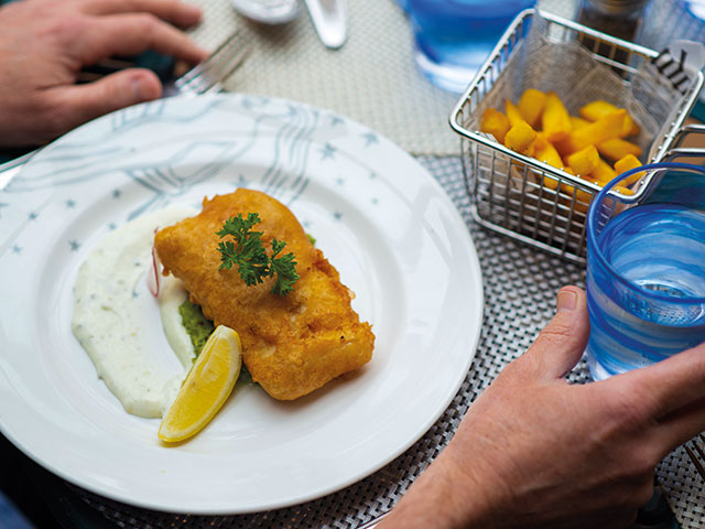 Fish & Chips served in The Poolside Restaurant 