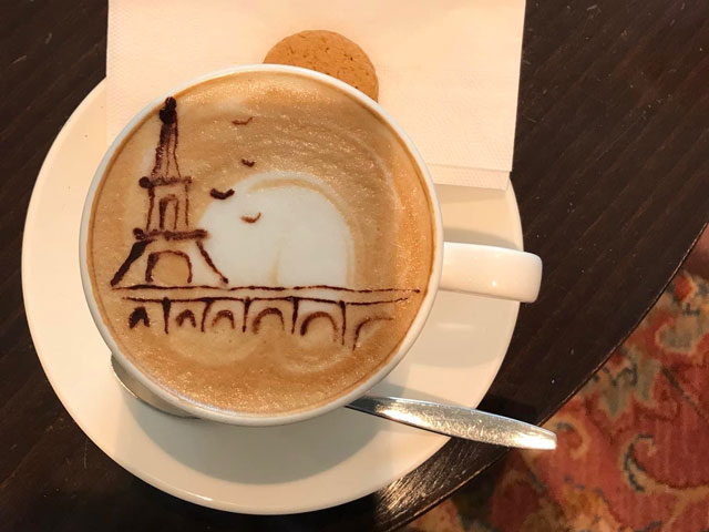 Coffee art in the Bookmark Café 