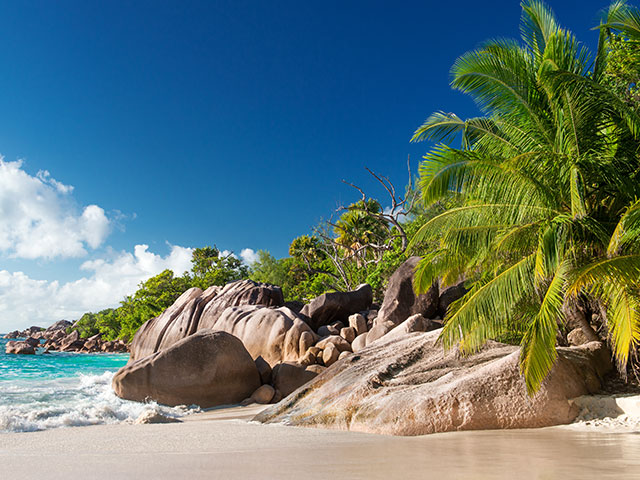 Beautiful beach on Praslin Island, Seychelles