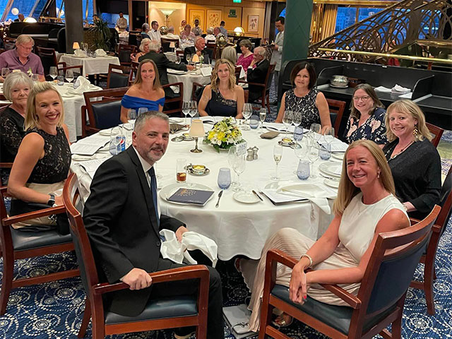 Group of agents on educational in the main restaurant