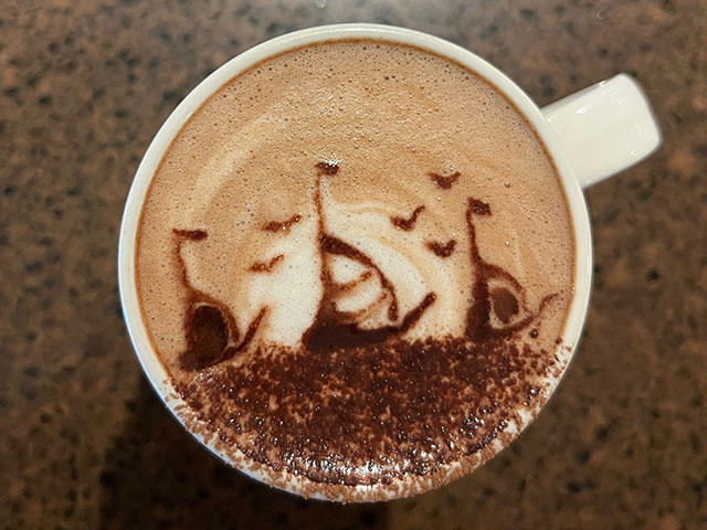 Coffee art in the Bookmark Cafe