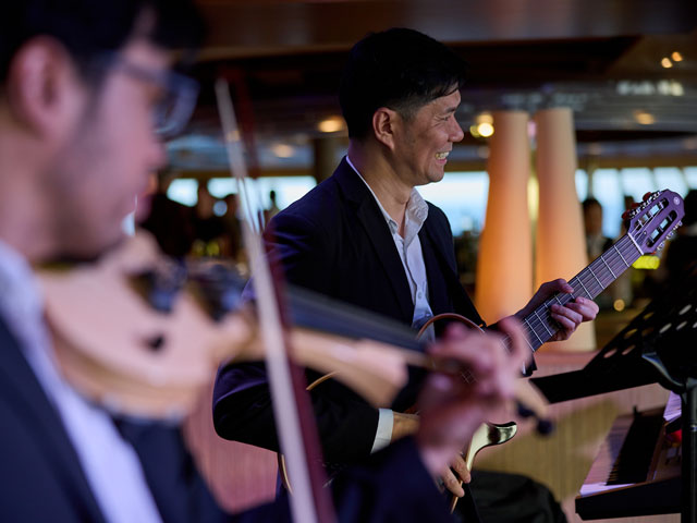 Resident band performing in The Observatory, Borealis 