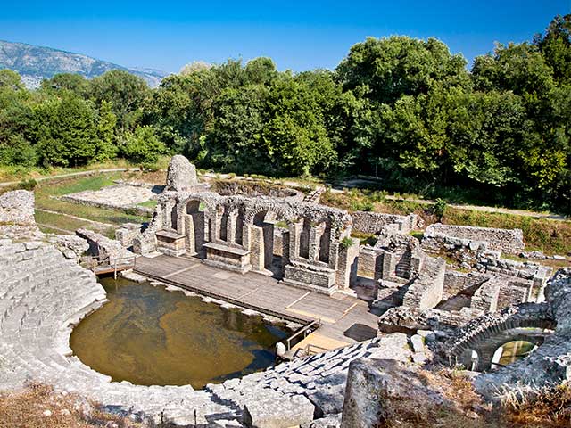 Amphitheater- Remains of the ancient Baptistery at Butrint, Albania
