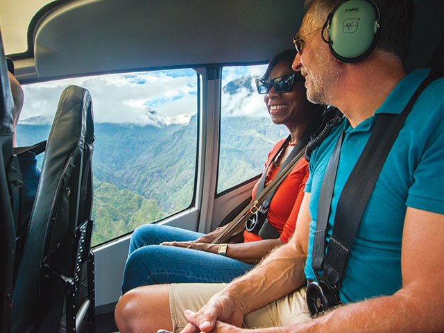 Guests enjoying a helicopter ride 