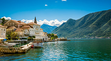 Harbour in Perast at Boka Kotor bay 