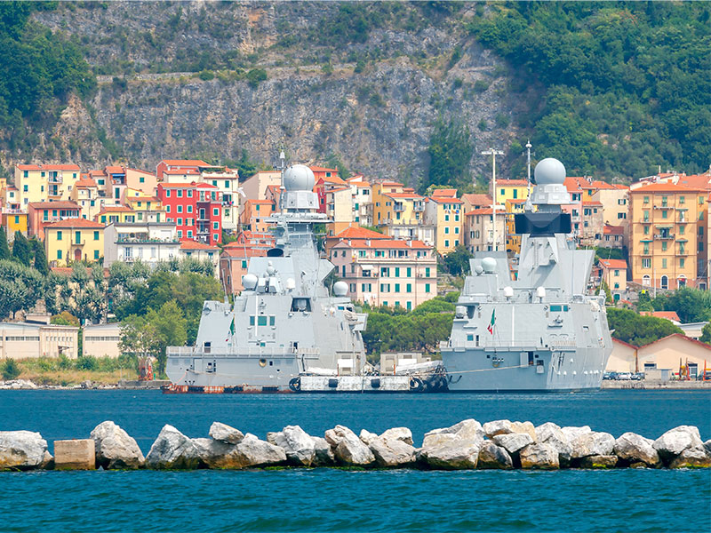 Military ships in La Spezia.