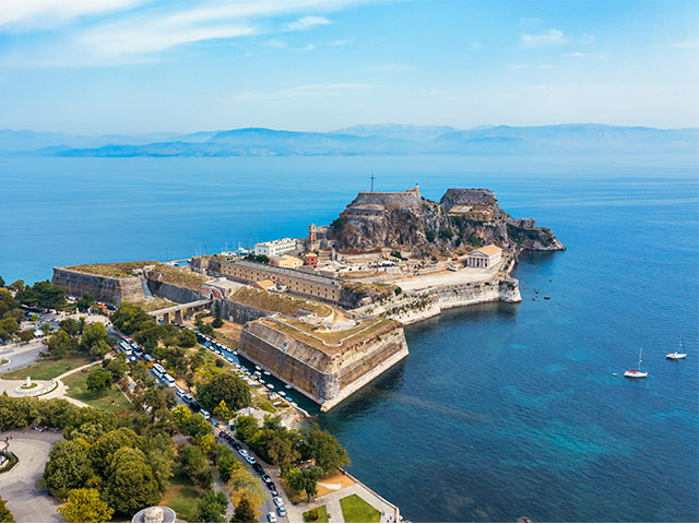 The old Venetian fortress of Corfu town, Corfu, Greece.