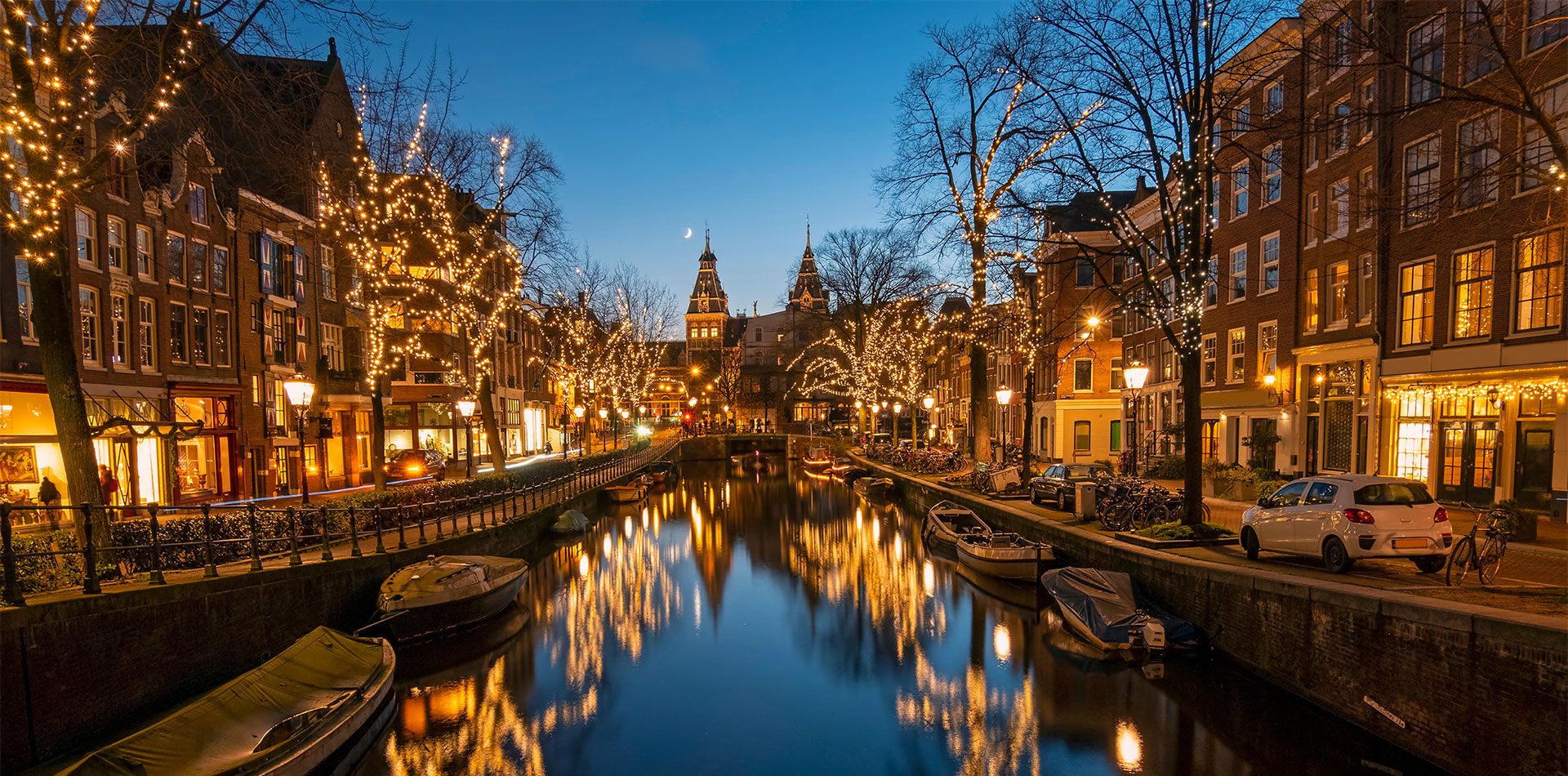 Amsterdam canals at Christmas time, Netherlands