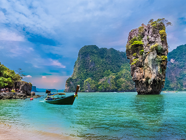 James Bond island and famous Khao Phing Kan Phi stone in Thailand