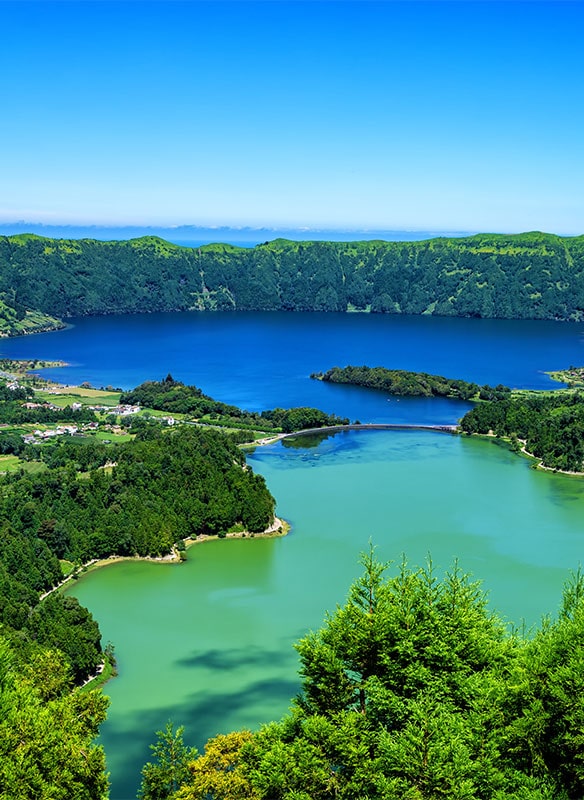 View over the crater lake at Sete cidades, Azores 
