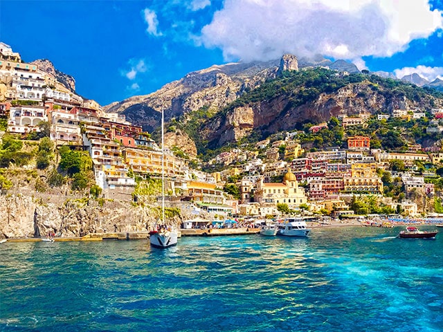 Colourful houses in Amalfi village, Italy
