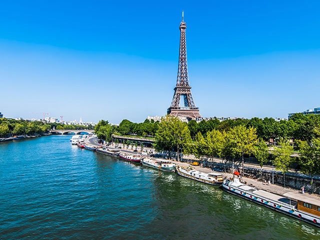 Views of the Eiffel tower , River seine, France