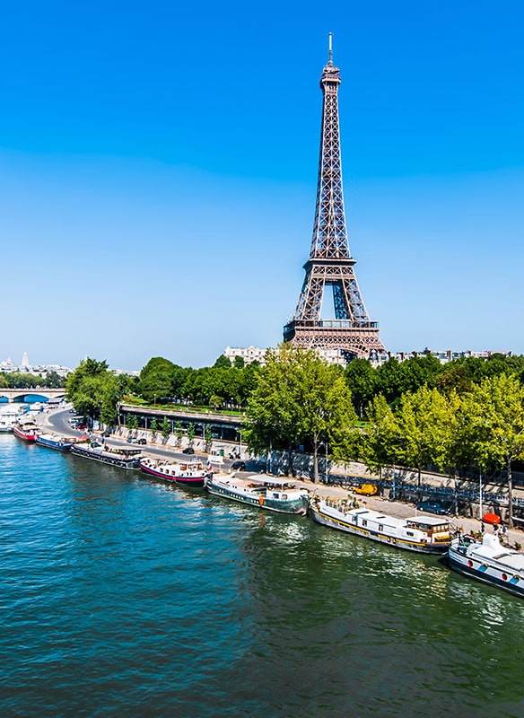 Views of the Eiffel tower , River seine, France