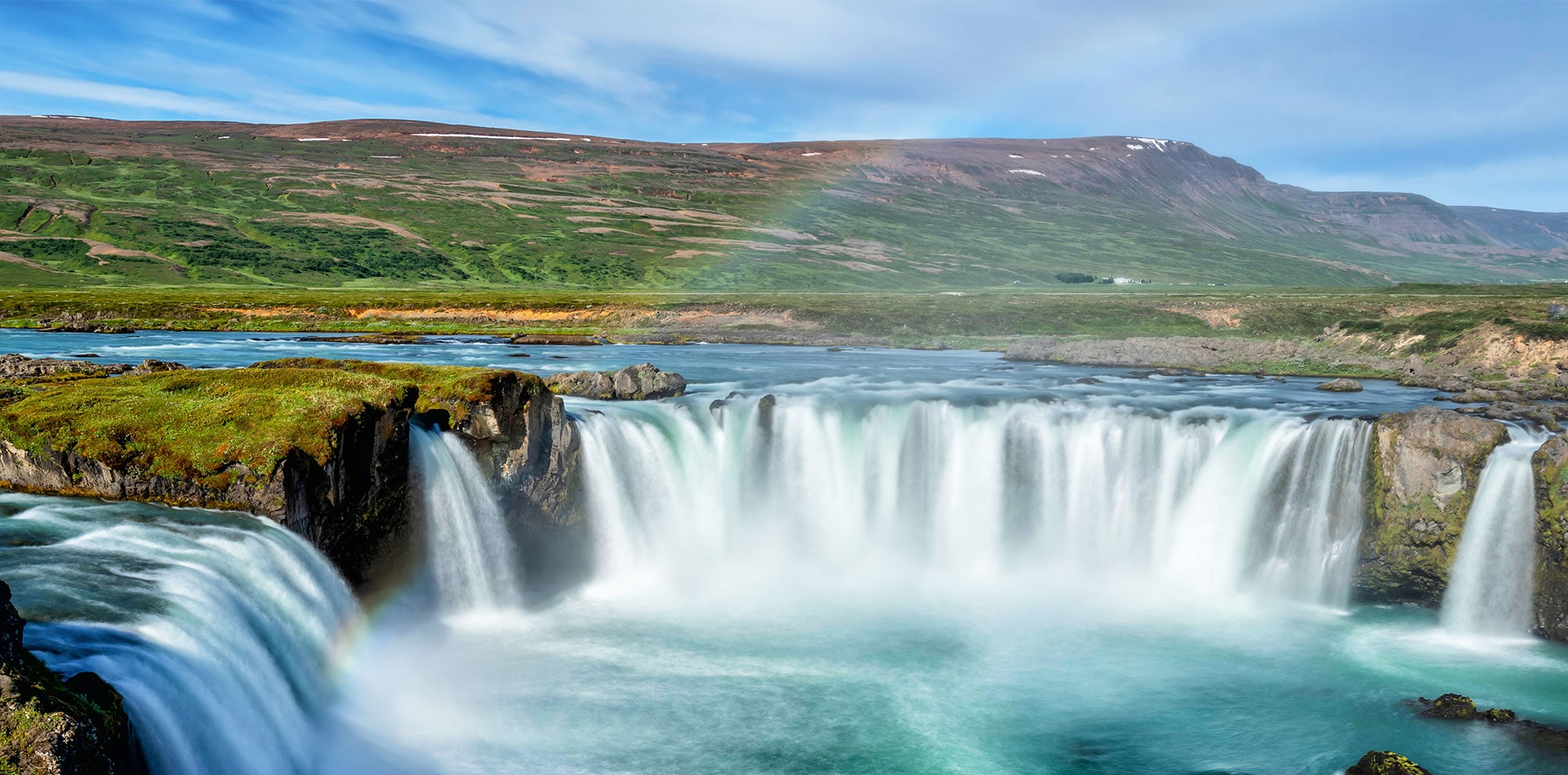 Spectacular views of the Godafoss waterfall, Iceland