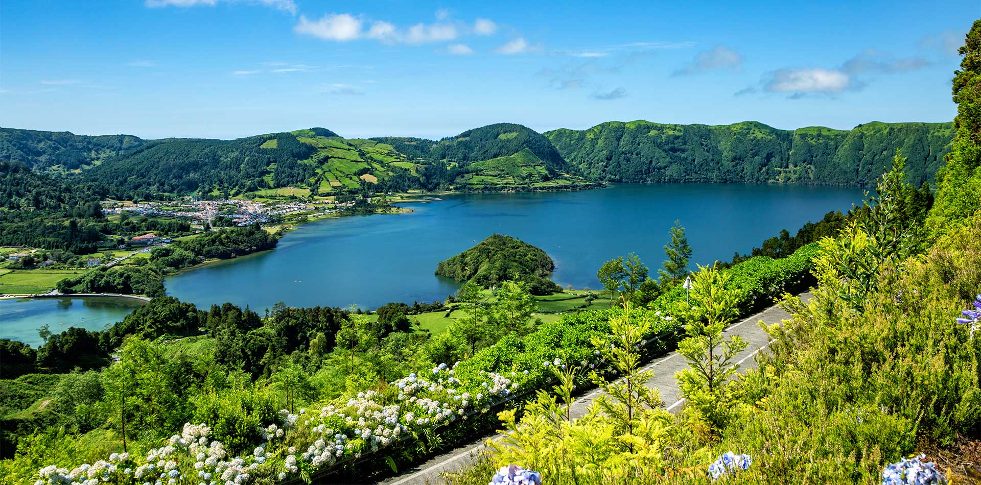 Beautiful views of Sete Cidades lakes, Azores