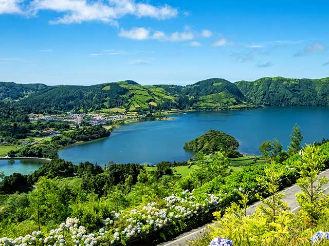 Beautiful views of Sete Cidades lakes, Azores