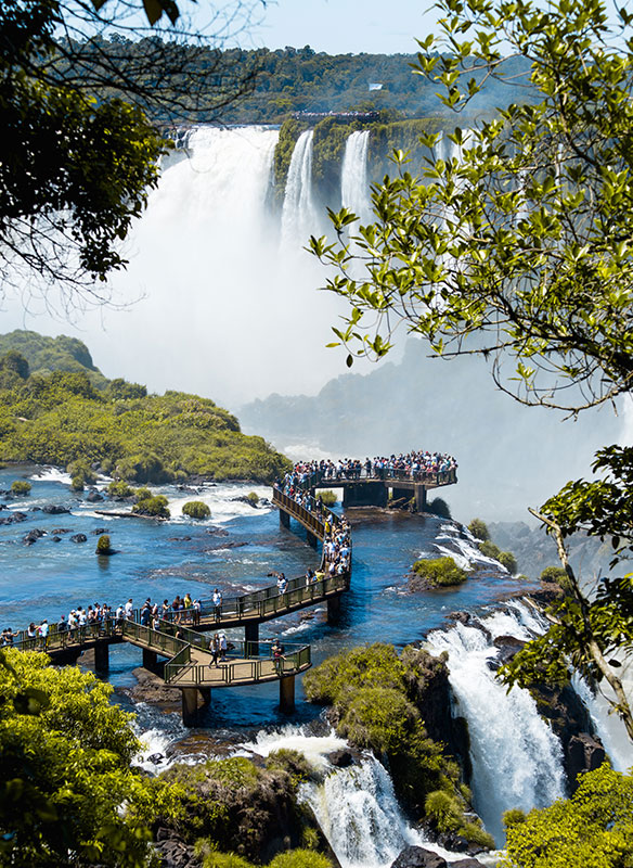 A tropical view of Iguazu Falls in National Park in Brazil