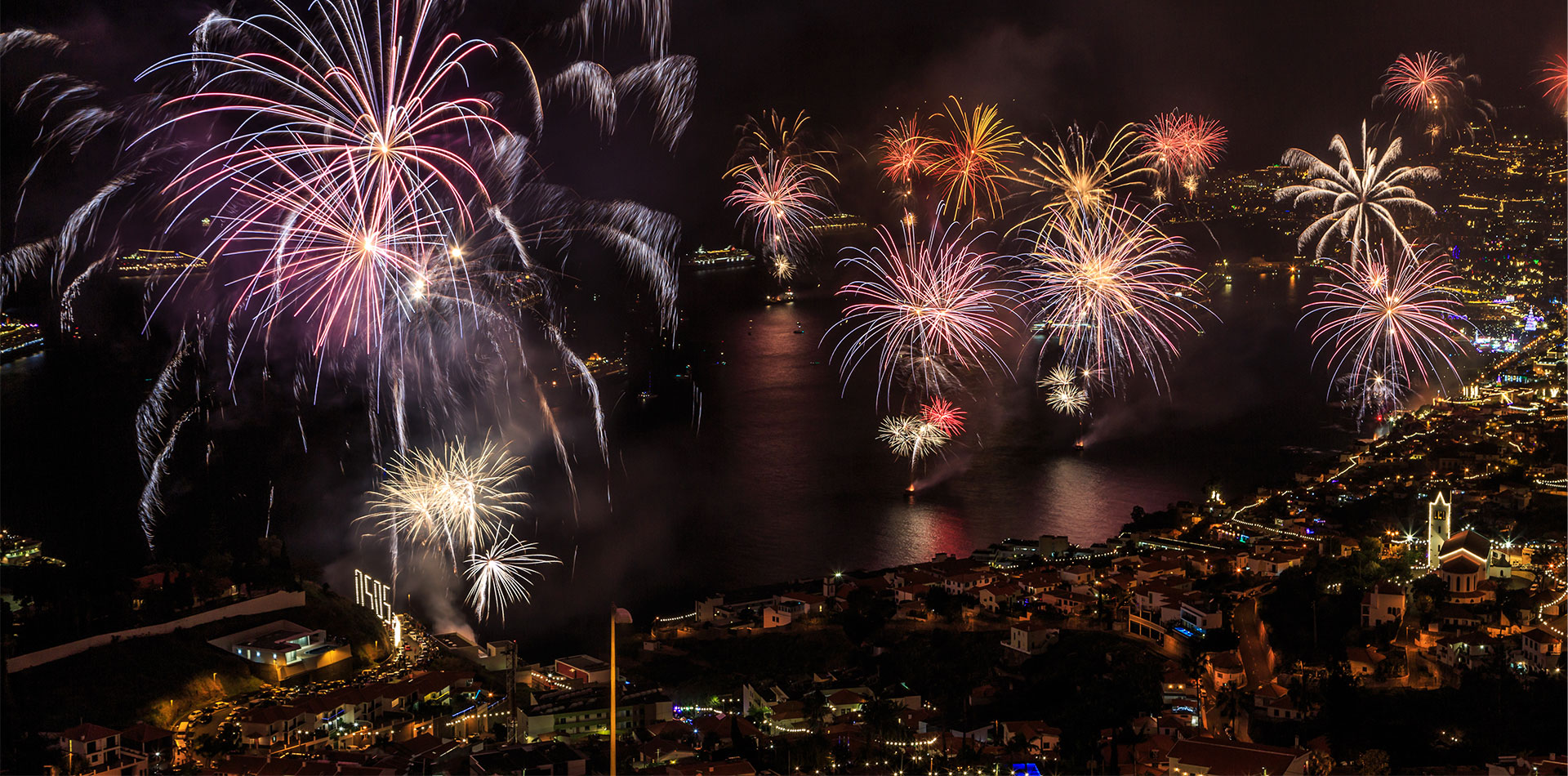 New Years eve fireworks over Funchal, Madeira