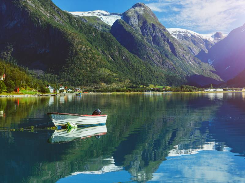 Boat on Norwegian Fjord 