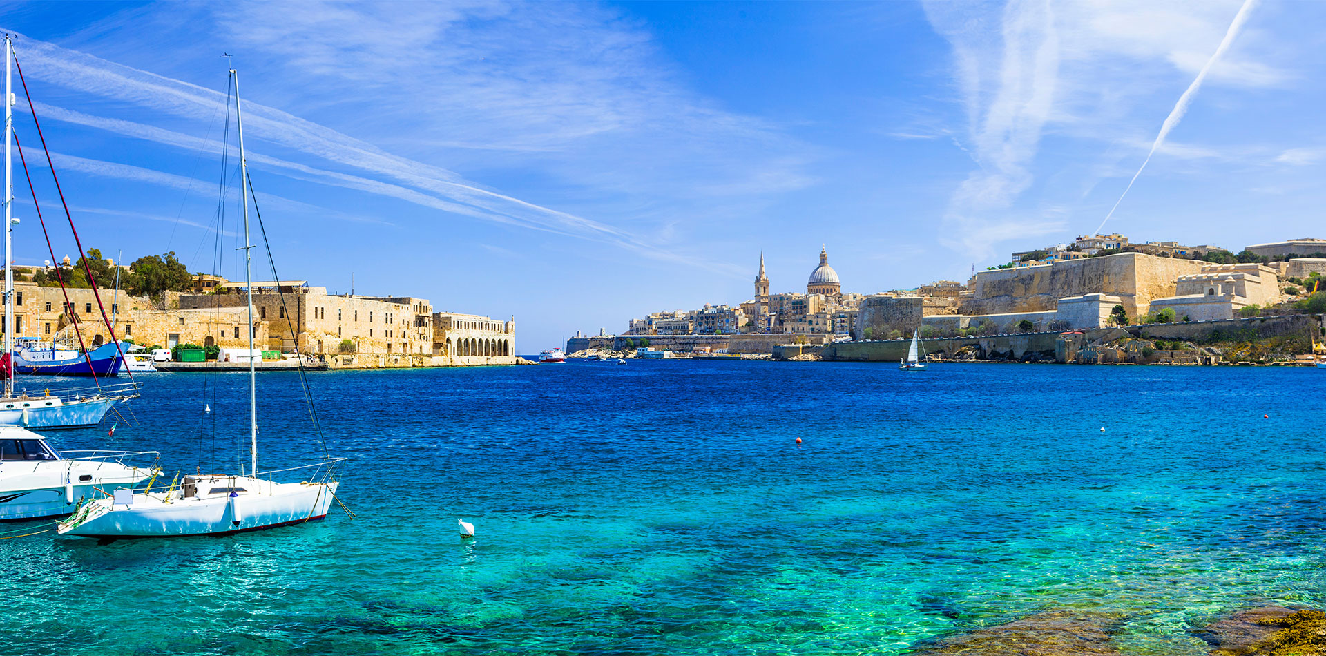 Valetta with sailing boats in sea, Malta