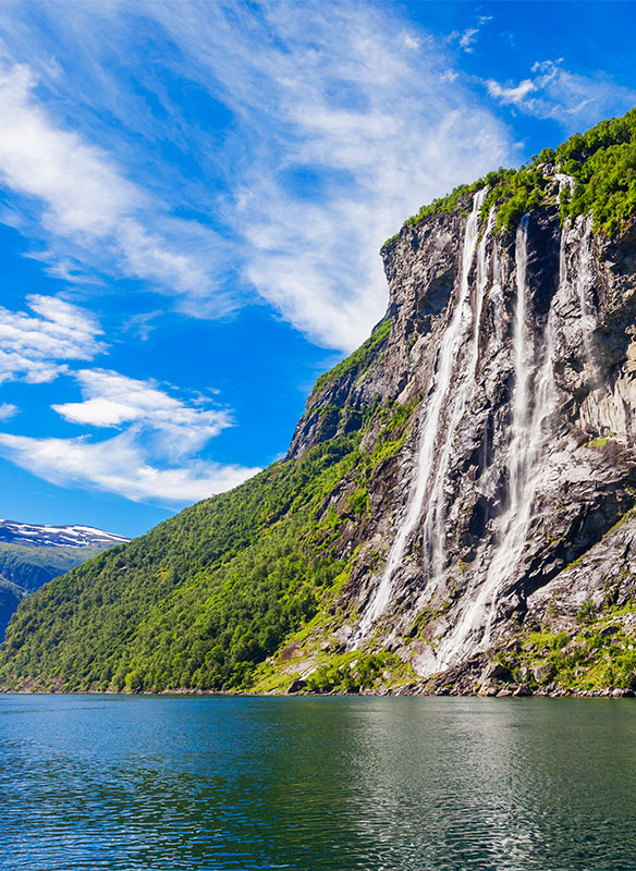 The seven sisters waterfall over Geirangerfjord