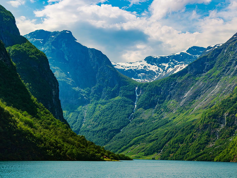 Beautiful views of Naeoryfjord, Norway