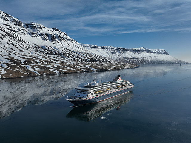 Balmoral sailing into Seydisfjordur, Iceland