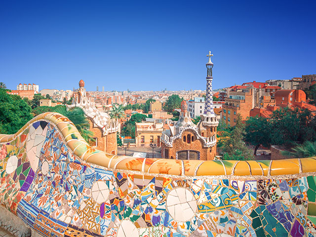 Colourful Park Guell, Barcelona Spain