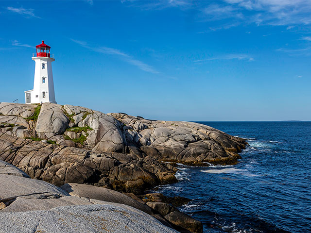 Lighthouse at Peggy's cove, Halifax - can be seen on a cruise to canada