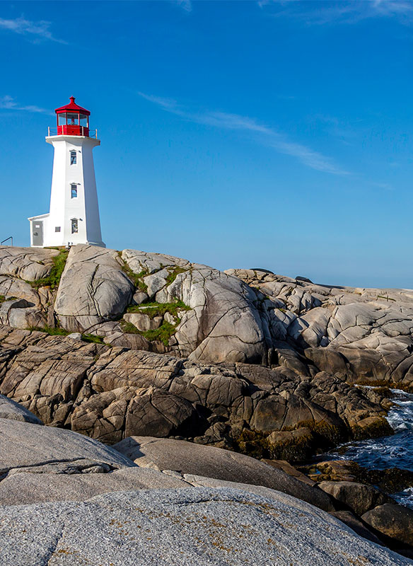 Lighthouse at Peggy's cove, Halifax - can be seen on a cruise to canada