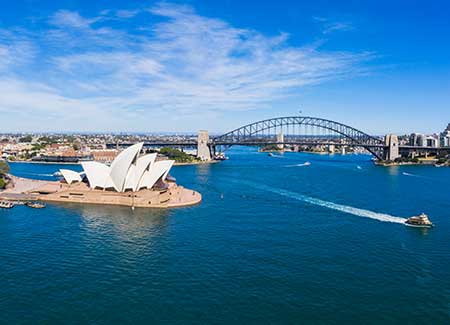 Cruise to Sydney, Australia. View of the Sydney Opera House and Bridge