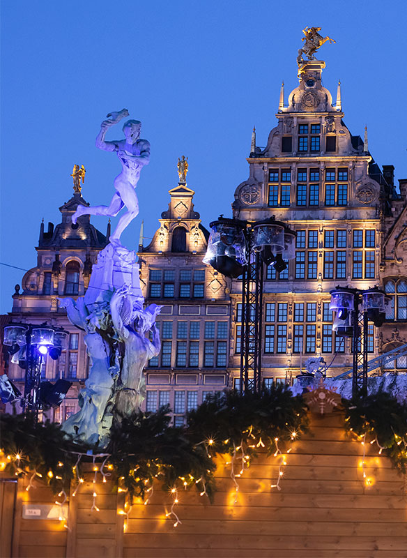 Grote market in Antwerp at Christmas time, Belgium