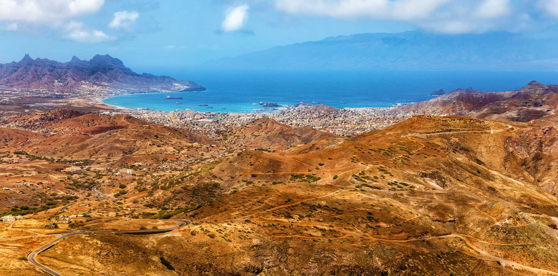 Bay and town of Mindelo, Island Sao Vicente, Cape Verde