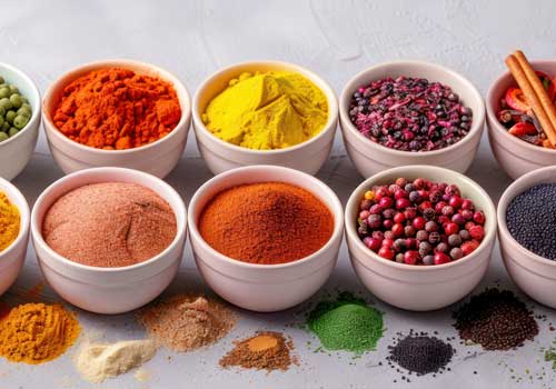 Various colourful Caribbean spices 