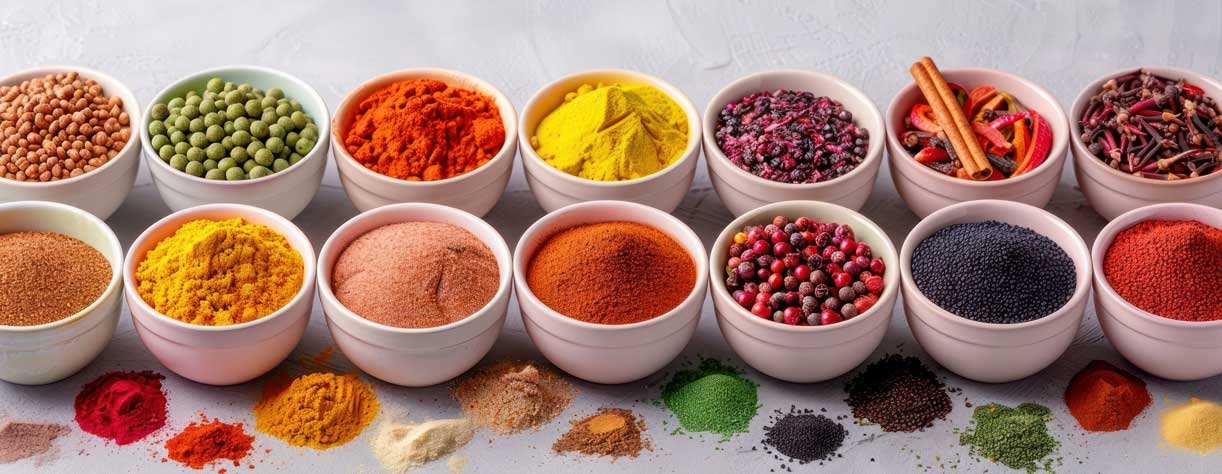 Various colourful Caribbean spices 