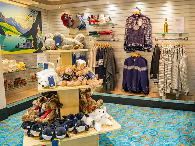 Souvenir shop on board Bolette