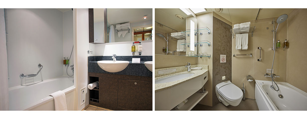 Suite bathroom, Standard cabin bathroom