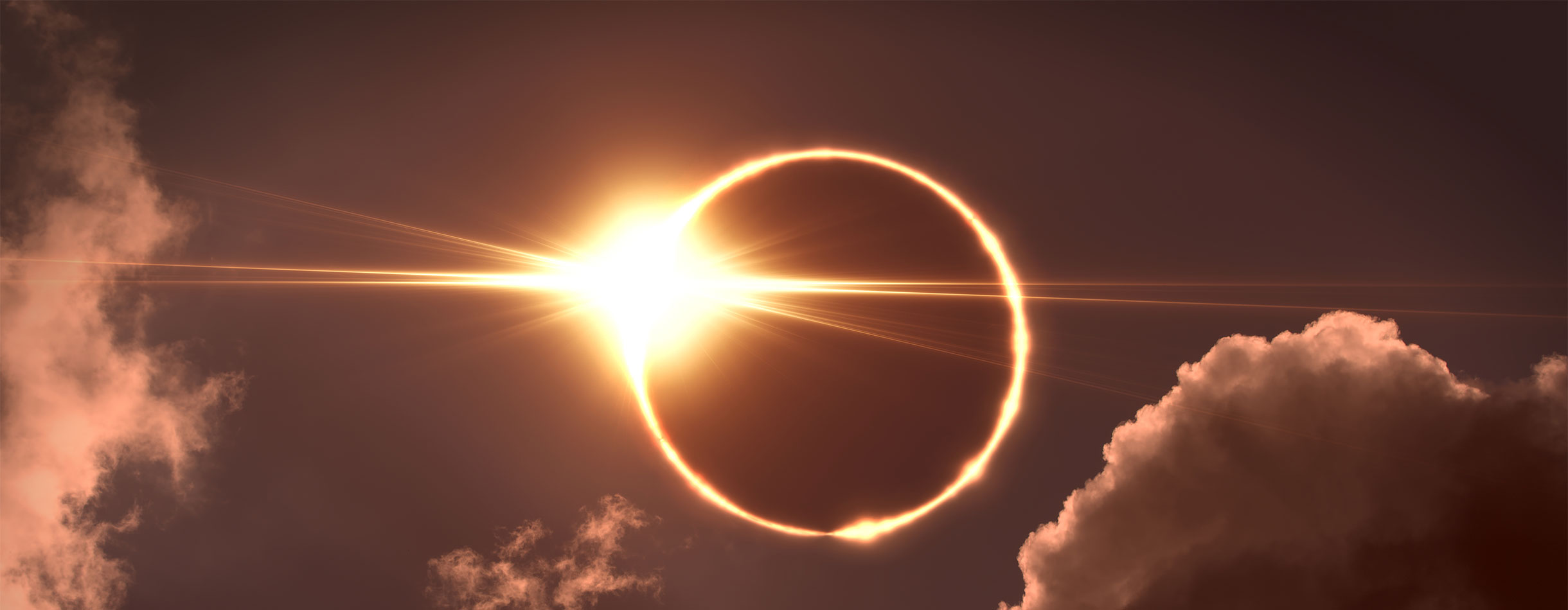 Total eclipse of the Sun. The moon covers the sun in a solar eclipse