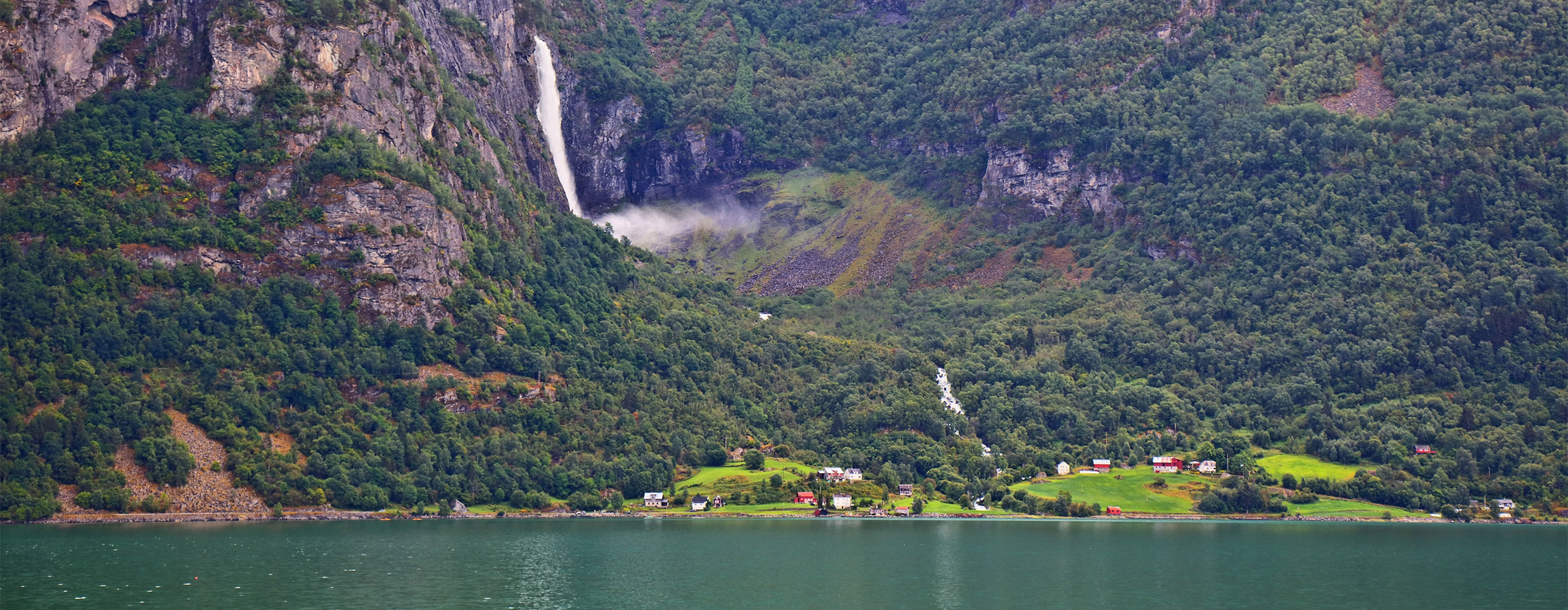 Feigumfossen Waterfall in Lustrafjord, Norway