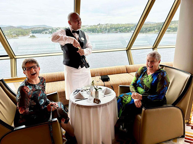 Ms Jones with friend and staff member