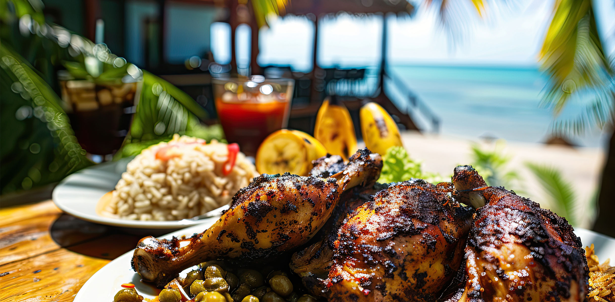 Jerk chicken, Caribbean meal