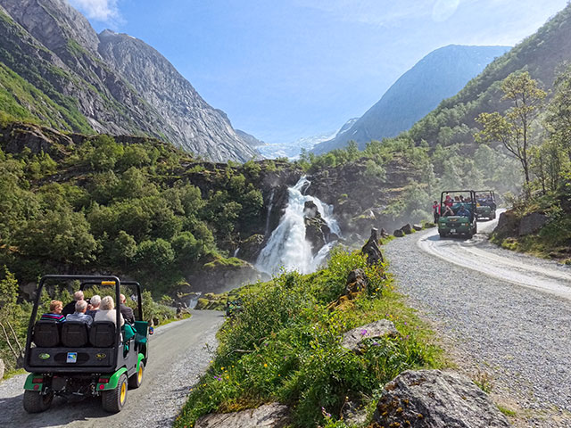 Troll cars going up to Briksdal glacier, Norway