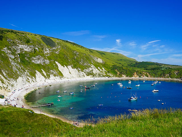 Lulworth Cove and Jurrassic Coast in Dorset, UK