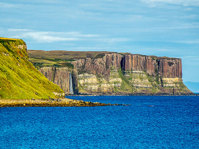 Views of Kilt Rock, waterfall in Scotland