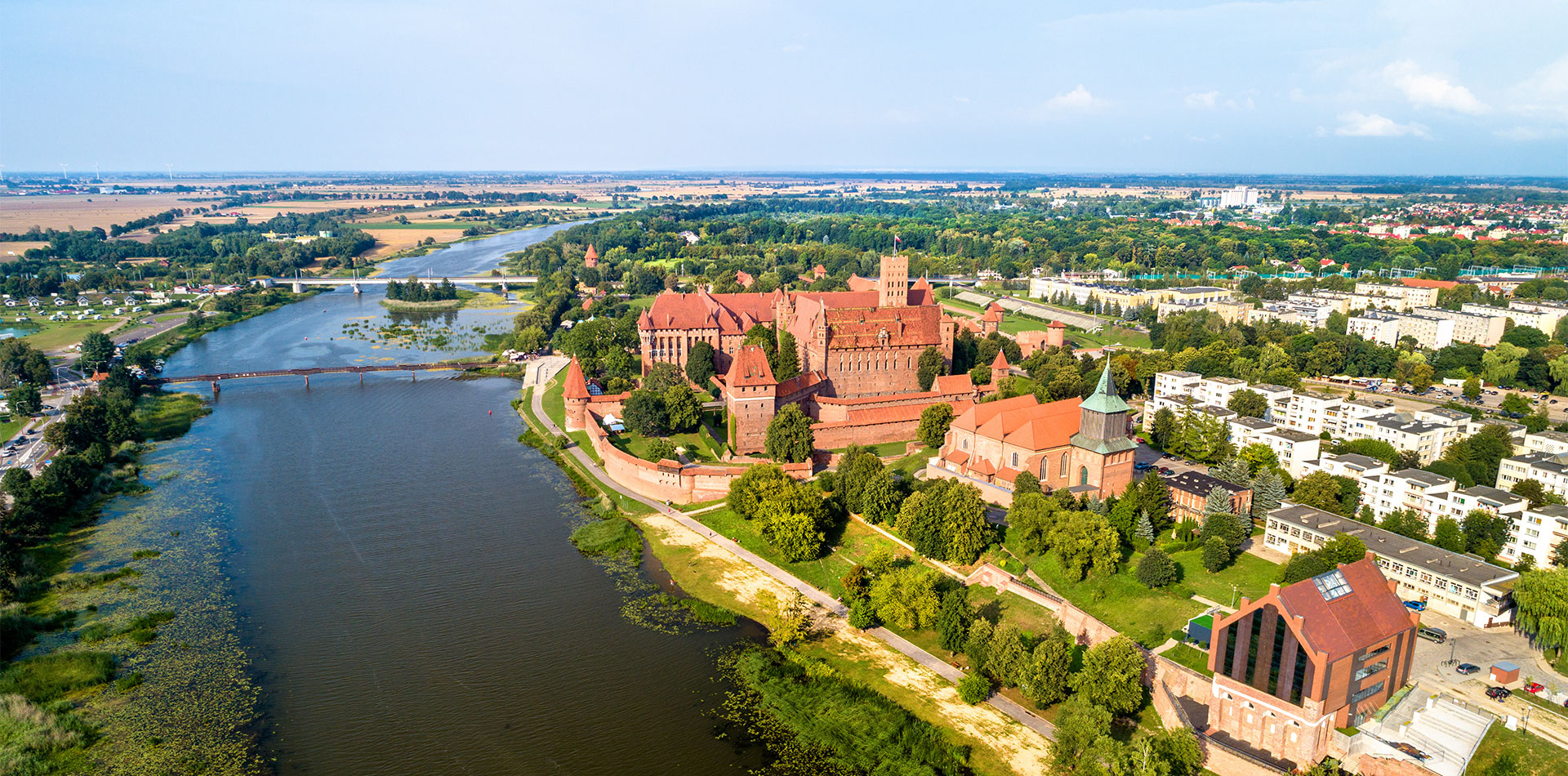 Malbork castle on the bank of the Nogat River, Poland